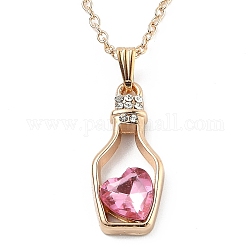 Collares pendientes de resina de la aleación, con cadenas de cable, botella con corazón, la luz de oro, rosa, 16.73 pulgada (42.5 cm)