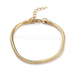Baño de iones (ip) 304 pulseras de cadena de serpiente redondas de acero inoxidable, con cierre de langosta, dorado, 7-3/4 pulgada (19.7 cm)
