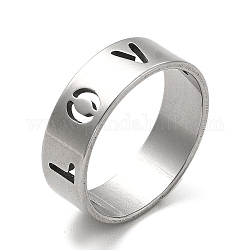 201 палец кольца из нержавеющей стали, выдолбленное слово любовь широкие кольца для женщин, цвет нержавеющей стали, размер США 7 1/4 (17.5 мм), 6.5 мм
