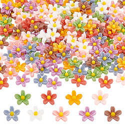 Pandahall elite 180pcs 9 colores flor cabujones de resina opaca, para la fabricación de la joya, color mezclado, 7x7.5x2mm, 20 piezas / color
