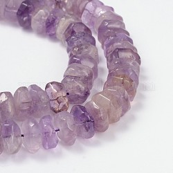 Faceted Natural Amethyst Rondelle Bead Strands, Amethyst, 14x9mm, Hole: 1mm, about 49pcs/strand, 15.3inch