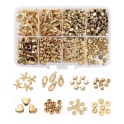Diy jewelry making kits, Incluyendo 515pcs corazón y redondo y plano redondo y cubo y cuentas de estrella, 47 pieza colgantes de estrella de mar y concha, dorado, cuentas: 515pcs / box