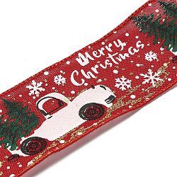 Nastro in poliestere imitazione lino a tema natalizio, per la decorazione di artigianato di Natale, modello di auto, firebrick, 2 pollice (50 mm), circa 5 m/1 pz