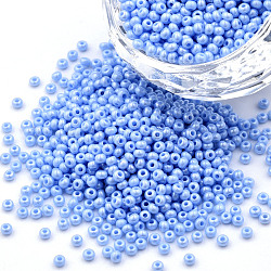 12/0 perline di semi di vetro opaco ceco, lustered, tondo, azzurro, 2x1mm, Foro: 0.7 mm, su 500 g / borsa