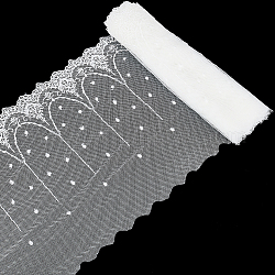 Tessuto in tulle a rete di poliestere con motivo floreale, accessori d'abbigliamento , con paillette, bianco, 23.1~24x0.05cm
