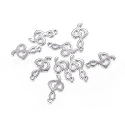 304 Stainless Steel Charms, Musical Note, Stainless Steel Color, 15x8x1mm, Hole: 1mm