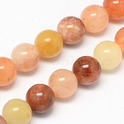 Brins rouge et jaune jade perles naturelles, ronde, 8mm, Trou: 1mm, Environ 48 pcs/chapelet, 14.9 pouce