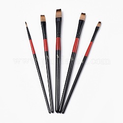 Pinceles de madera juegos de bolígrafos, para acuarela pintura al óleo, negro, 180~198x5~9.5mm, cepillo: 11~16x2~10 mm, 5 PC / sistema