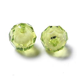 Perles en acrylique transparente, Perle en bourrelet, facette, ronde, vert jaune, 20x18mm, trou: 3 mm; environ 130 pcs / 500 g