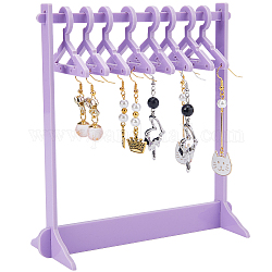 CRASPIRE 1 Set Coat Hanger Shaped Acrylic Earring Display Stands, Jewelry Organizer Holder for Earring Storage, with 8Pcs Mini Hangers, Lilac, Finish Product: 14x5.9x14.95cm, 12pcs/set