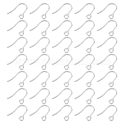 Unicraftale 300Pcs 316 Surgical Stainless Steel Earring Hooks, Ear Wire, with Horizontal Loops, Stainless Steel Color, 15x12x0.7mm, 21 Gauge, Hole: 2mm