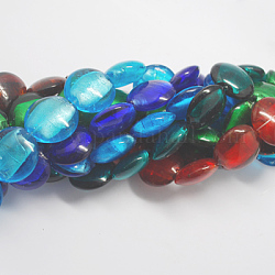 Manuell Silber Folie-Glas Perlen, Flachrund, Mischfarbe, 28x28x13 mm, Bohrung: 2 mm