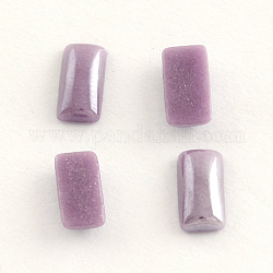 Pearlized Plated Opaque Glass Cabochons, Rectangle, Medium Purple, 15x5x2.5mm
