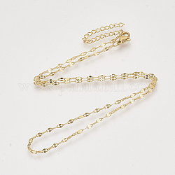 Fabricación de collar de cadenas de cable de latón, con cierre de langosta, sin níquel, real 18k chapado en oro, 16.4 pulgada (41.9 cm), 2mm