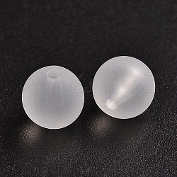 Abalorios de acrílico redonda transparente, esmerilado, Claro, 10mm, agujero: 2 mm, aproximamente 880 unidades / 500 g