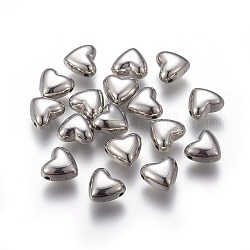 Ccb perline di plastica, cuore, platino, 8.5x9.5x5.5mm, Foro: 1 mm