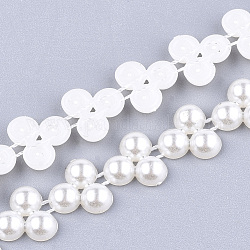 Abs Kunststoffimitation Perlen Perlenbesatz Girlandenstrang, ideal für Türvorhang, Hochzeit Dekoration diy Material, creme-weiß, 11x3 mm, 10 Yards / Rolle