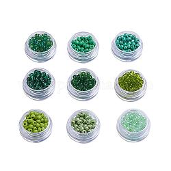 Glass Seed Beads, Round, Green, 4mm, Hole: 1.5mm