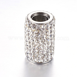 304 Stainless Steel Rhinestone Magnetic Clasps, Column, Crystal, 18x12mm, Hole: 6mm