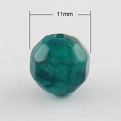 Acrylic Beads, Imitation Gemstone Style, Faceted, Round, Teal, 11mm, Hole: 2mm, about 540pcs/500g