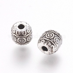Stile tibetano barile lega di perline, cadmio & nichel &piombo libero, argento antico, 7x6.5mm, Foro: 2 mm, circa 1470pcs/1000g