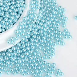 Perles acryliques de perles d'imitation, sans trou, ronde, turquoise pale, 1.5~2mm, environ 10000 pcs / sachet 