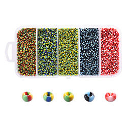 12/0 colori opachi penetrare perle di vetro, perline rotonde, colore misto, 12/0, 1.5~2x2mm, Foro: 0.5 mm, 5 colori, 18 g / colore, 90 g / scatola