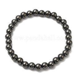 Synthetischen magnetischen Hämatit runde Perlen Stretch-Armbänder, Innendurchmesser: 2-1/8 Zoll (5.34 cm), Perlen: 6 mm