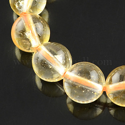 Natural Crackle Quartz Beads Strands, Round, Bisque, 8~9mm, Hole: 1mm, about 46pcs/strand, 15.3 inch
