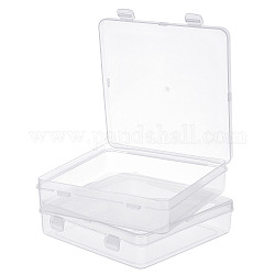 Ящик для хранения бусинок из полипропилена (pp), с откидной крышкой, для хранения мелких предметов, ремесла, ювелирные изделия, квадратный, прозрачные, 15.7x15.5x3.9 см
