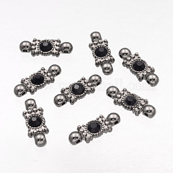 Alloy Rhinestone Bar Spacers, with Rhinestone, Cadmium Free & Nickel Free & Lead Free, Gunmetal, Size: about 8mm wide, 21mm long, 5mm thick, hole: 1mm