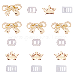 Wadorn 8 set corona e decorazione borsa in lega bowknot, con spessore di ferro, per borse a tracolla artigianali fai da te accessori hardware, oro chiaro, 4 set/stile