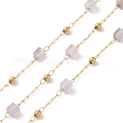 Natürliche quadratische Perlenketten aus Amethyst, mit goldenem 304 Zubehör aus Edelstahl, ungeschweißte, 2~3x2~2.5x2~2.5 mm