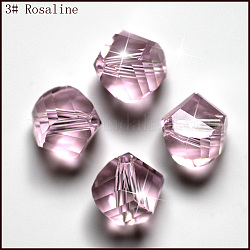 Perles d'imitation cristal autrichien, grade AAA, facette, polygone, rose, 8mm, Trou: 0.9~1mm