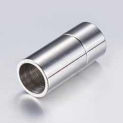 304 Magnetverschluss aus Edelstahl mit Klebeenden, glatte Oberfläche, Kolumne, Edelstahl Farbe, 20x9 mm, Bohrung: 7 mm