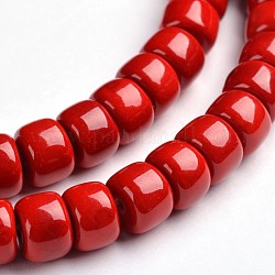 Fili di perline di masada di giada masha naturale, tinti e riscaldato, rosso, 8x6mm, Foro: 1 mm, circa 70pcs/filo, 15.75 pollice