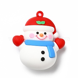 Рождественские пластиковые подвески из пвх, снеговик, белые, 48x44x24 мм, отверстие : 3 мм