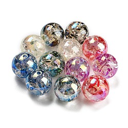 Perline di acrilico trasparente crackle, tondo, colore misto, 16mm, Foro: 2 mm