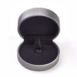 Boîtes de bracelet de bracelet en cuir d'unité centrale, avec velours et carton, ronde, gris clair, 9x10.05x4.5 cm