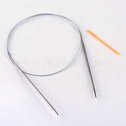 Steel Wire Stainless Steel Circular Knitting Needles and Random Color Plastic Tapestry Needles, More Size Available, Stainless Steel Color, 650x4.5mm, 52x1mm, 2pcs/bag