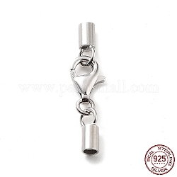 925 стерлингового серебра застежкой омар коготь, с концами шнура и 925 маркой, платина, 22 мм, внутренний диаметр: 2 мм