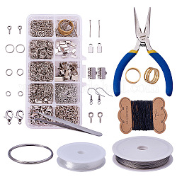 Kits de fabrication de bijoux diy, bijoux en métal et ensembles d'outils, platine