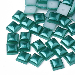 Cabochon in abs con imitazione plastica, quadrato, verde mare, 6x6x3.5mm, circa 5000pcs/scatola