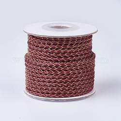 Cuerdas de cuero trenzado, redondo, marrón, 3 mm, aproximamente 10 yardas / rodillo
