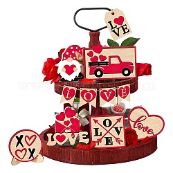 Ensembles de décoration de plateaux à plusieurs niveaux en bois pour la Saint-Valentin, pour anniversaire de mariage, fête commémorative, décoration de bureau à domicile, rouge, 52x43mm