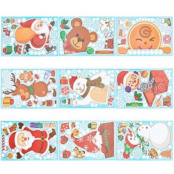 GORGECRAFT 9 Sheets 9 Styles Christmas Window Clings Santa Claus Wall Decals Winter Static Stickers Snowflake Presents Snowman Deer Pattern Film for Glass Xmas Holiday Party Home DIY Decorations