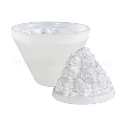 Halloween 3d apilamiento cráneo cono diy vela moldes de silicona, para hacer velas perfumadas, blanco, 11x8.3 cm