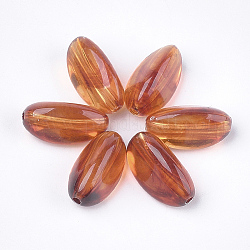 Perles acryliques, style de pierres fines imitation, ovale, chocolat, 17x9x8.5mm, Trou: 1.6mm