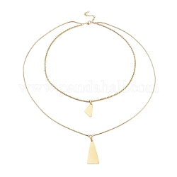 304 Stainless Steel Double Layer Necklaces, with Box Chains & Snake Chains, Triangle, Golden, 20.39 inch(51.8cm)