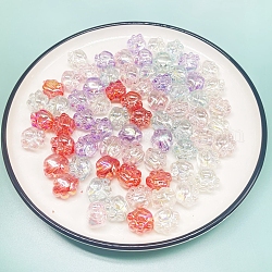 Jolies perles acryliques transparentes, de couleur plaquée ab , impression de patte de chat, couleur mixte, 16x18.5mm, Trou: 4mm